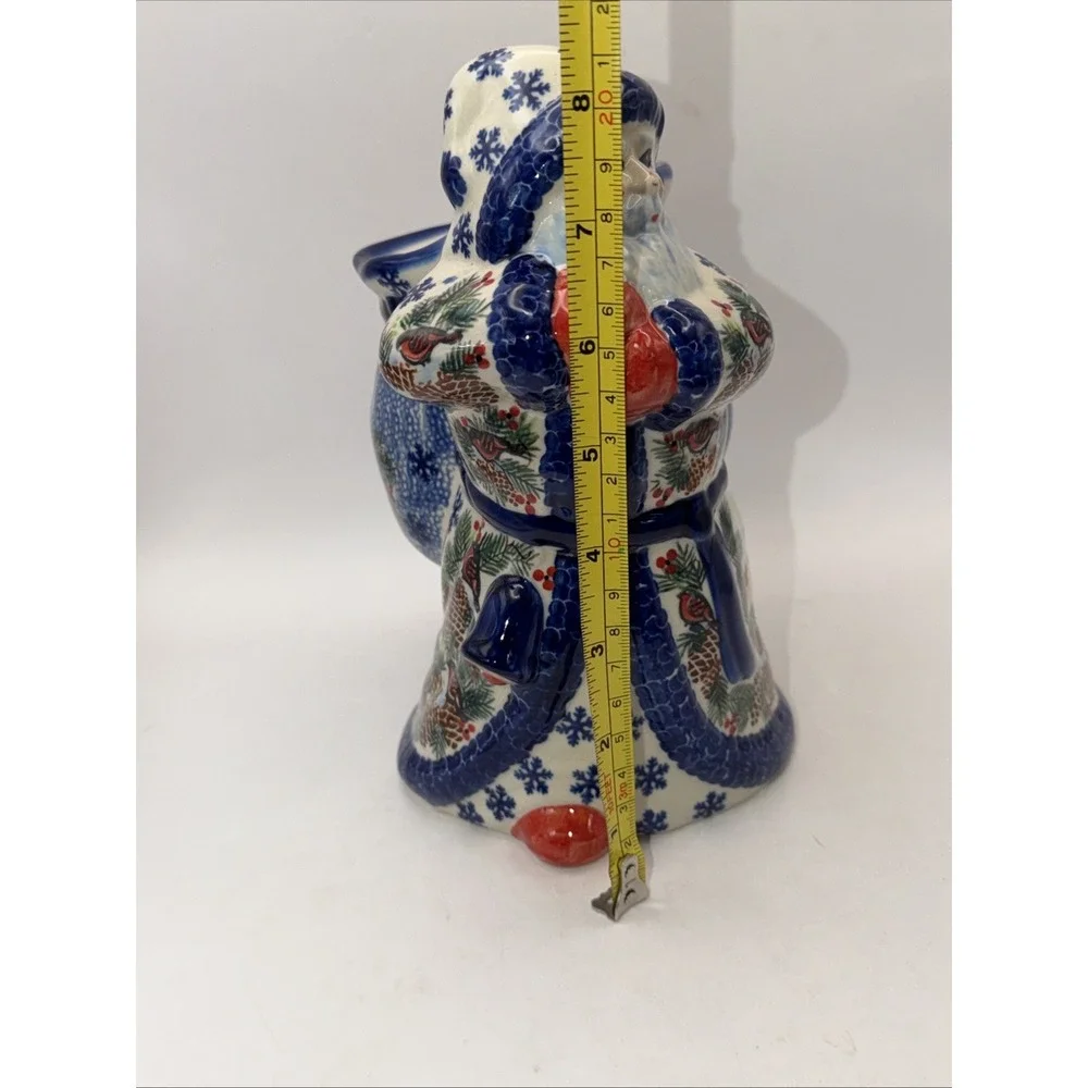 Polish Pottery Kalich SANTA CLAUS WITH BAG  Boleslawiec Artisan Table Cardinals